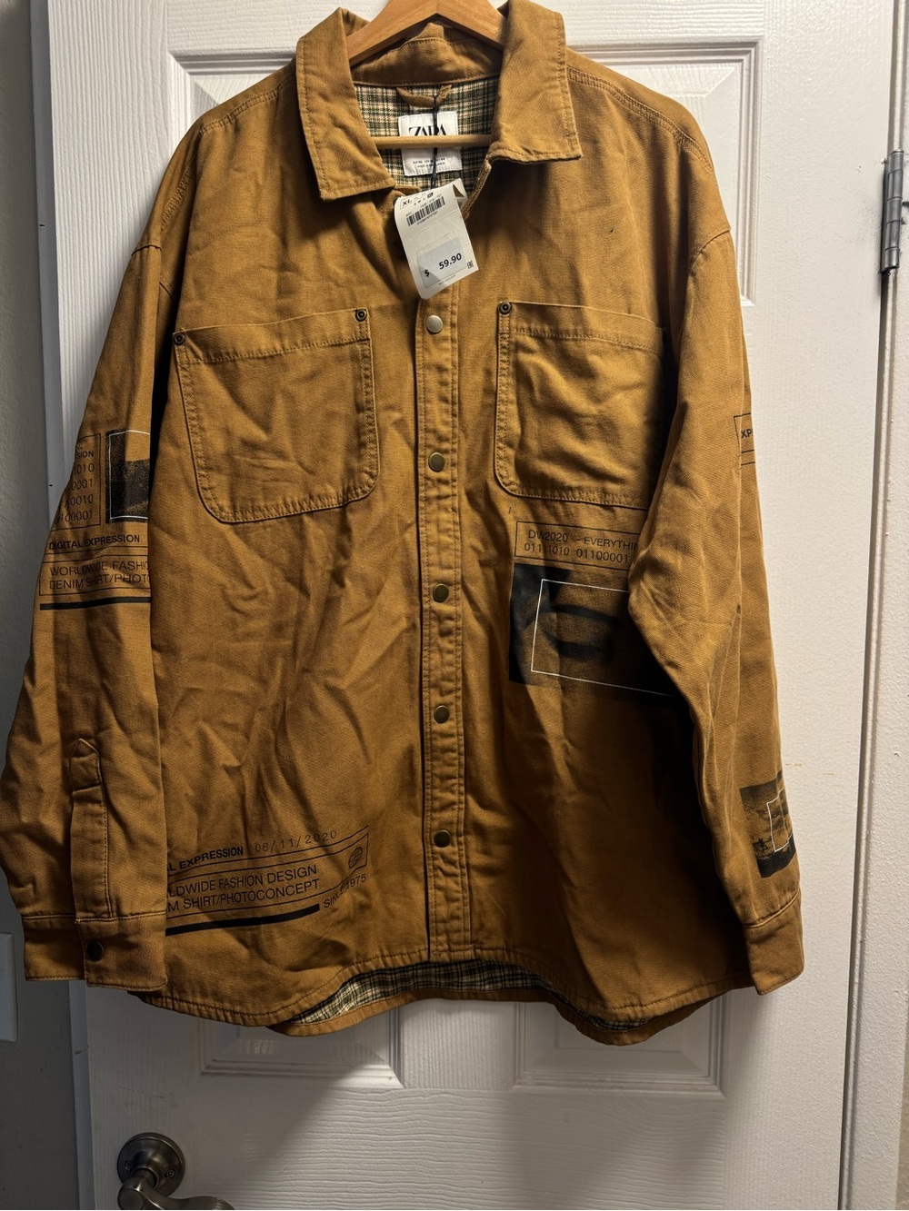 ZARA Utility Shirt Jacket in Brown XL NWT